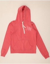 JACK WILLS Womens Graphic Hoodie Jumper UK 12 Medium Pink Cotton CJ38