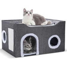 Cat House for Indoor Cats   Foldable Cat Cave  Covered Cat Bed, Cozy Hideawa...