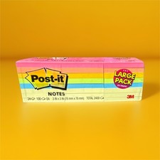 Post-it 3 x 3 in Notes Large Pack, 24 Pads, 2400 Sheets, Assorted Colors