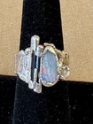 Vtg Brutalist Opal Tourmaline Pearl Sterling Silver 925 Ring Size 7.75