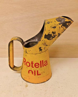 Vintage Rotella Oil 1 pint oil pourer lead date stamp 1964 .Original.Empty.