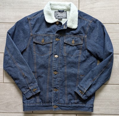 Men s Sherpa Lined Blue Jean Denim Jacket Size S Brooklyn Cloth