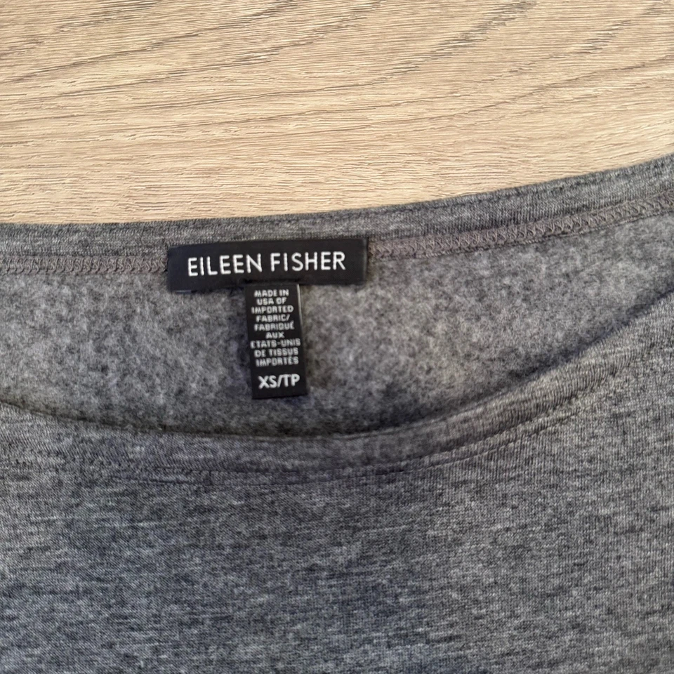 Eileen Fisher Dress XS Womens Gray Stretch Jersey Knit Fleece Tunic Long Sleeve - Imagem 3 de 4