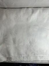 White Daisy Damask Fabric Tablecloth
