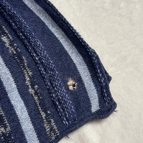 American Eagle Mens Blue Striped Baja Hoodie Knit Cotton Sweater Size M YEAR2014 image 4
