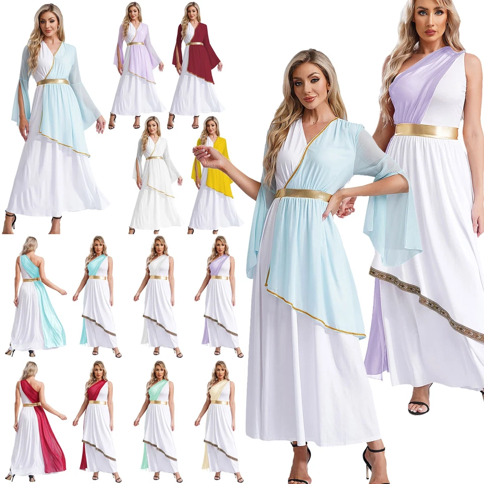 Maxi Vestido Disfraz Para Mujer Antigua Griega Griega Reina Romana Princesa Adulto Foto 3 de 3