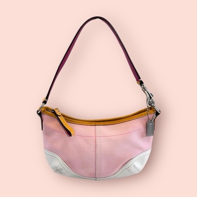 COACH Y2K Vintage Signature Small Pink Hobo Shoulder Bag Purse