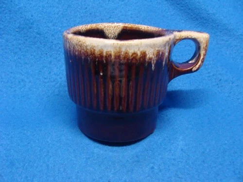 Vintage Monmouth Maple Leaf Brown Glaze Stacking Cup Mug Coffee Hot Cocoa Used