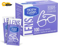 Nice 'n Clean SmudgeGuard Lens Cleaning Wipes (100 Total Wipes) | Pre-Moistened