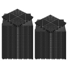 Uimoso Interlocking Drainage Floor Mats 12" x 12"PP Garage Tiles Black Set of 55