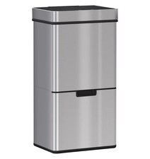 72L Recycling Sensor Bin Stainless Steel 3 Compartments For Both Wet/Dry Waste