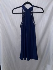 Lulus Navy Blue Crochet Halter Mini Dress Size XS