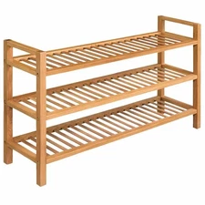 Shoe Rack Solid Oak Brown Solid Oak Wood Large Shoe Rack