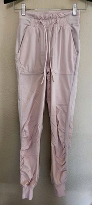 Lululemon Beyond The Studio Jogger Lined Pink Pants High Rise Drawstring SZ 0