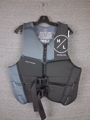 Hyperlite Mens 2XL Black Gray CGA Wake Vest Life Jacket PFD Boating Buckle
