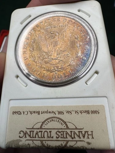 Hannes Tulving Slab~1881 S BU with Tone Morgan Silver Dollar~ Old Vintage Holder