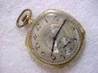 Vintage 14K GOLD FD lg antique 1920 Art Deco ELGIN SQUARE ENGRAVED pocket watch