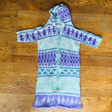Handmade Purple and Green Vintage Knit Infant Baby Gown