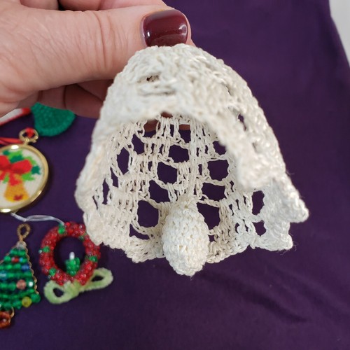 Lote De Colección De Adornos De Navidad Hechos A Mano Crochet Punto De Cruz Cuentas - Imagen 5 de 5