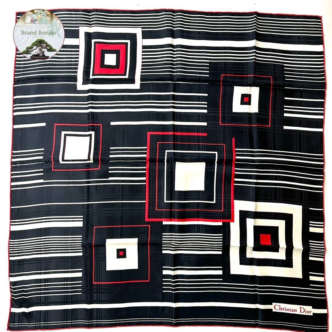 Foulard Dior soie 78 cm bracelet noir [authentique]