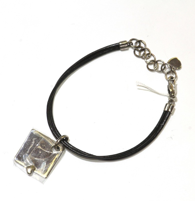 925 sterling silver engravable charm rope Bracelet 5.9g 7 1/4"