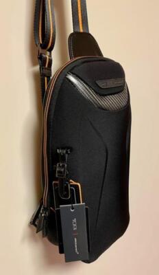 TUMI McLaren Torque Sling Body Bag carbon leather Fiber Black