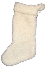 Koolaburra Ugg Clover Christmas Stocking White Faux Fur Plush Holiday New