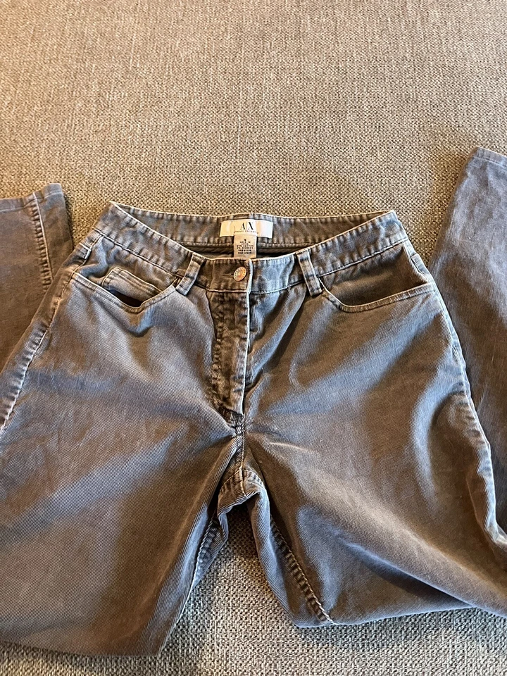 Armani Exchange 灰色灯芯绒裤子牛仔裤女式 4 码波西米亚