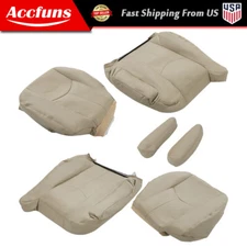 Driver Passenger Bottom Top Leather Seat Cover Light Tan For 03-06 GMC Yukon
