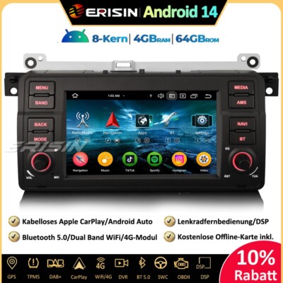 8-Kern Android 16 Autoradio GPS DAB+CarPlay Canbus BMW 3er E46 M3 Rover 75 MG ZT