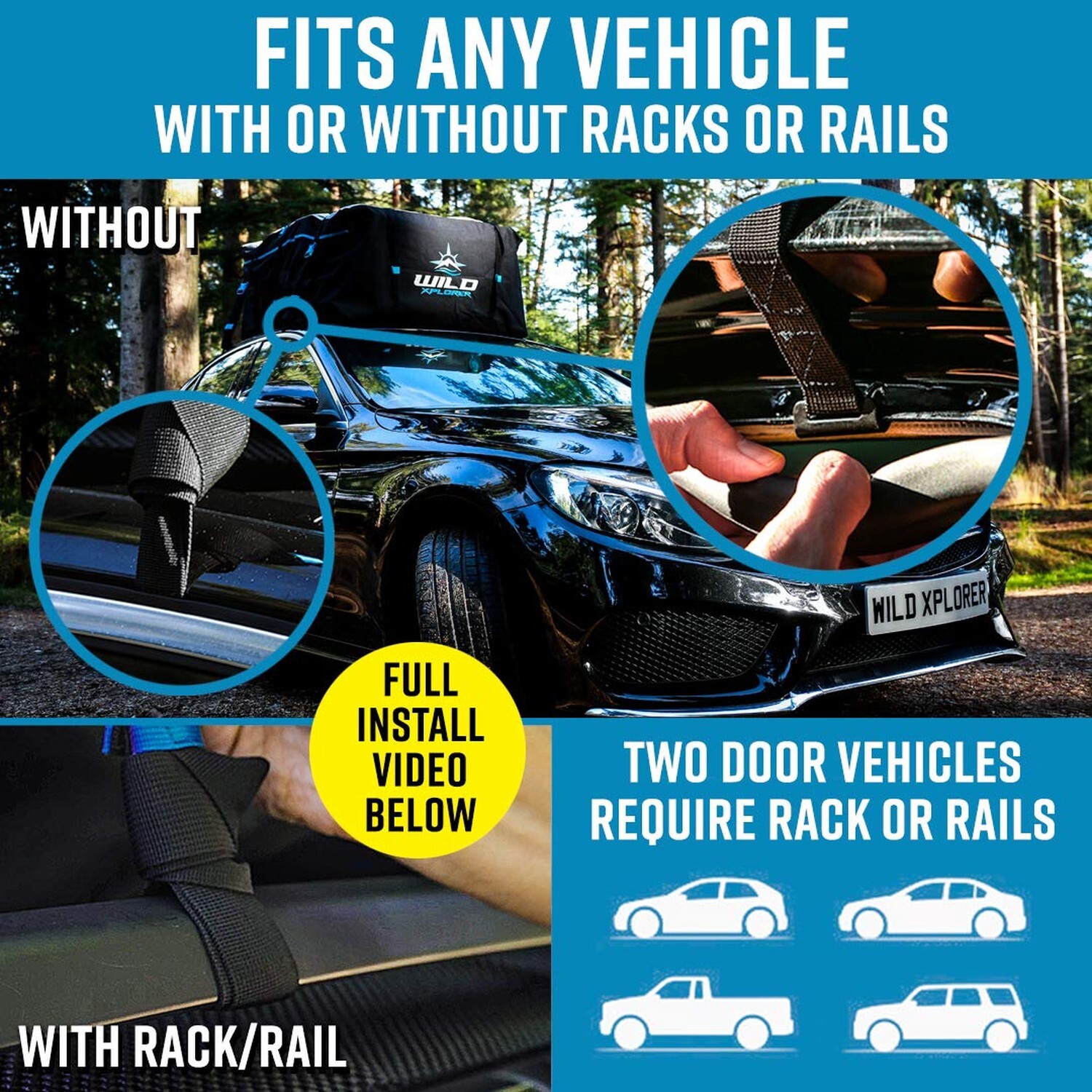 20 Cubic Feet Car Roof Bag Car Rooftop Cargo Carrier Bag XXL: