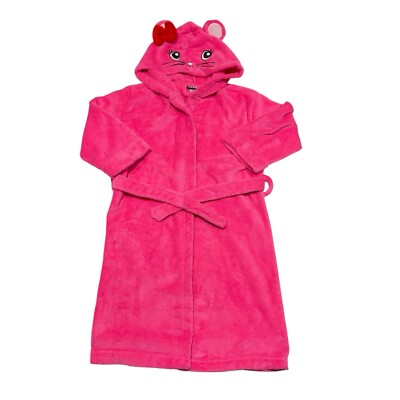 Pink Boxer Robe Joe Boxer Girls Plush Robe Hot Pink Hooded Cute Size 4T Belted EUC Worn ...