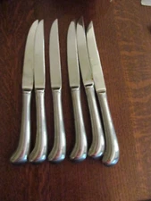 *SET OF 6 STEAK KNIVES! Vintage MARKET PLACE stainless: SERRATED blades