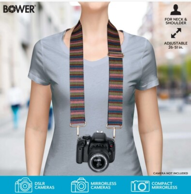 Bower Neck & Shoulder Fashion Camera Strap - Adjustable 26'' to 51''  WA-CSFA200