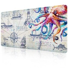 Cool Octopus Gaming Mouse Pad Grey Non-Slip 31.5x15.7 Desk Mat for Men Boys