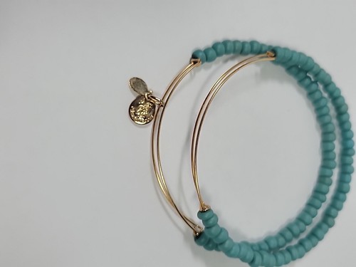 ALEX & ANI Blue Gold Tone Beaded Adjustable Bangle Bracelet Missing Tag Lot of 2 - Picture 4 of 9