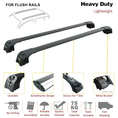 For Audi A6 C6 Avant 2006-11 Roof Rack Cross Bars Metal Bracket Flush Rails Alu