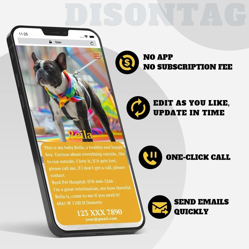 Código QR Llavero Etiqueta de identificación de mascotas Perro Gato Etiqueta Perfil de mascota en línea Alerta de ubicación de mascotas Foto 4 de 4