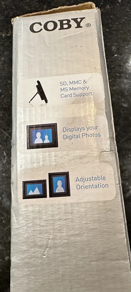 Coby DP-758 7" Widescreen Digital Photo Frame Black Wooden Frame used - Image 2 of 4