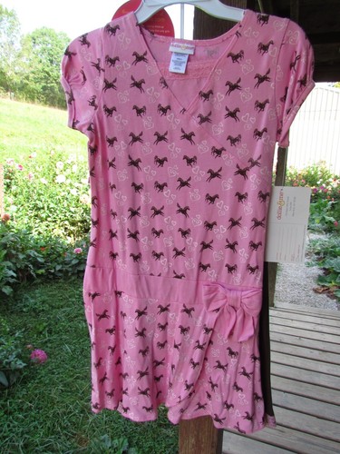 Top 2 pezzi nuovo con etichette Dollie & Me rosa marrone stampa cavallo con leggings e vestito bambola taglia 8 - Foto 4 di 12