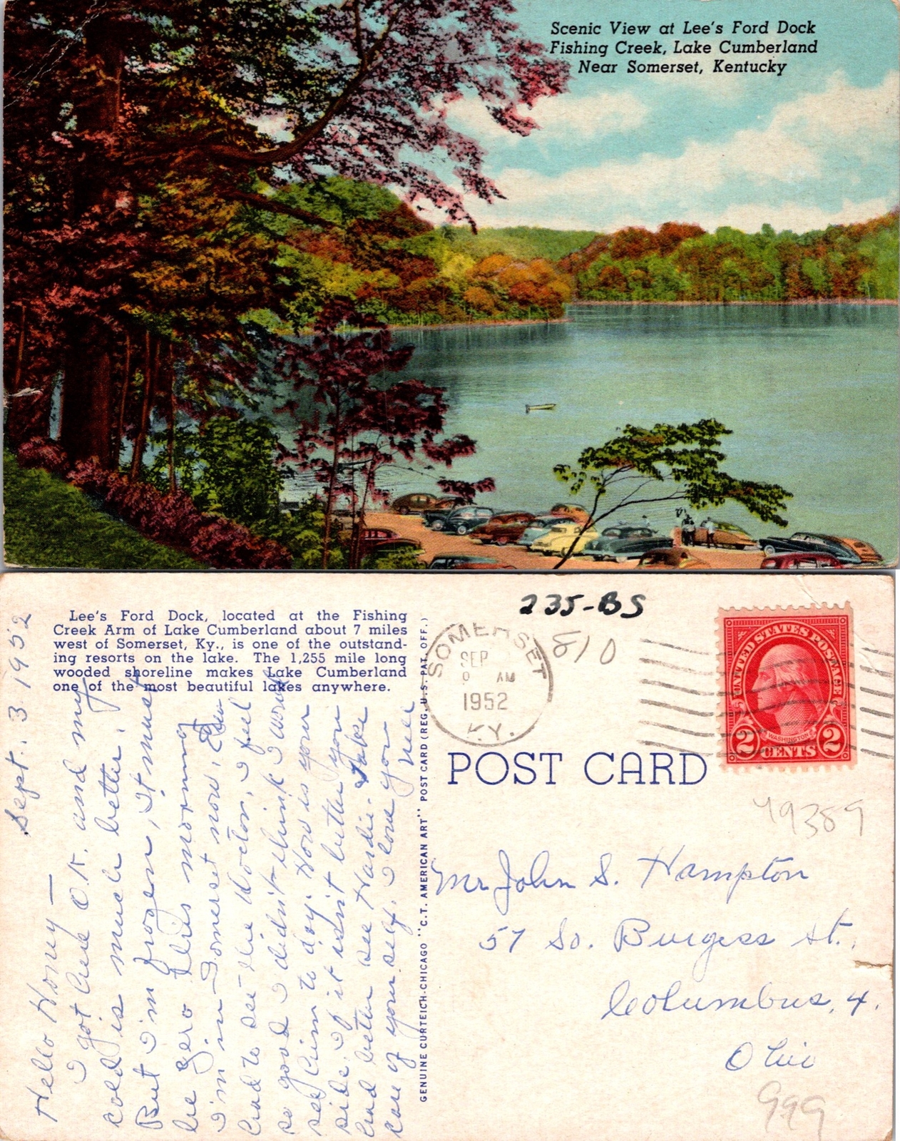 Scenic View Lee's Ford Dock Fishing Creek Lake Cumberland KY Postcard Used 49389 eBay