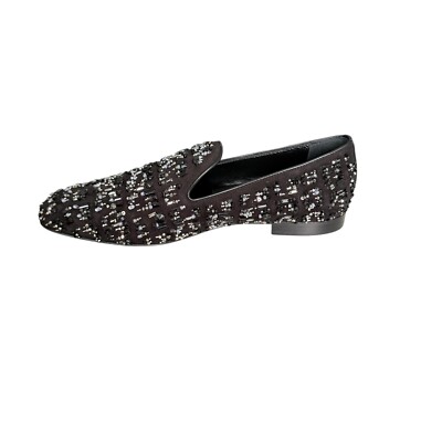 Versace Men's Black leather loafer embellished beading, sizes