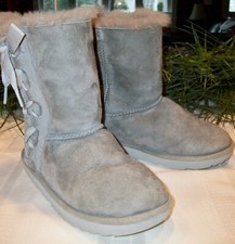 Uggs Ugg Australia Girls Kids Pala Lace Up Classic Bow Boots Gray 3 LN 1017737K