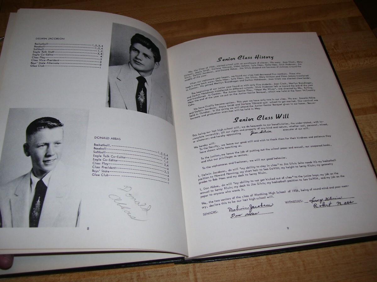 Pair of 1955 1956 Worthing SD South Dakota Eagle High School Yearbooks