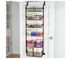 6-Tier Over The Door Hanging Storage Baskets Pantry Organizer Rack for Kitchen
