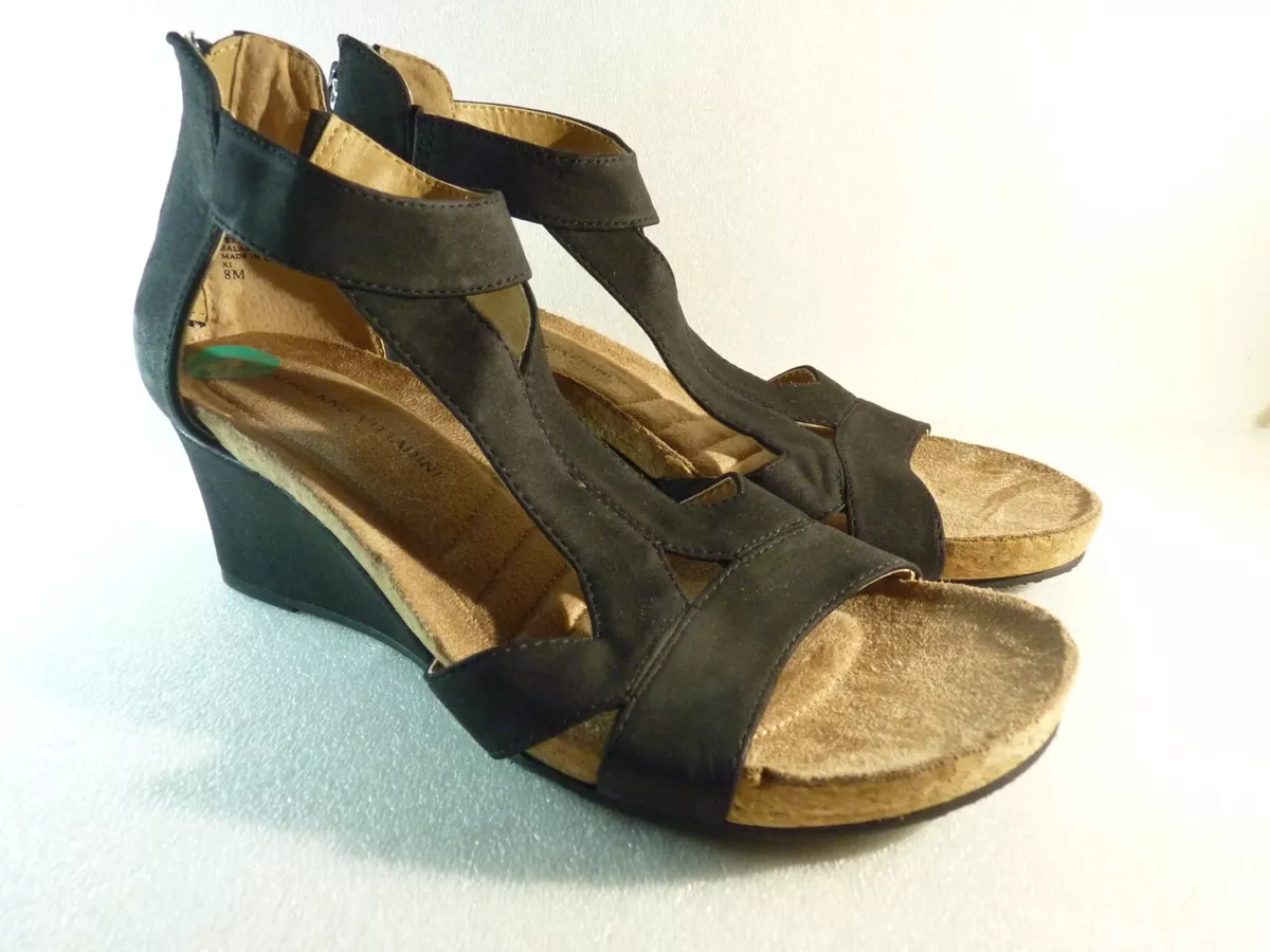 Adrienne Vittadini WOmen SHoes sandals Black Wedge Size 8 SKU 10995