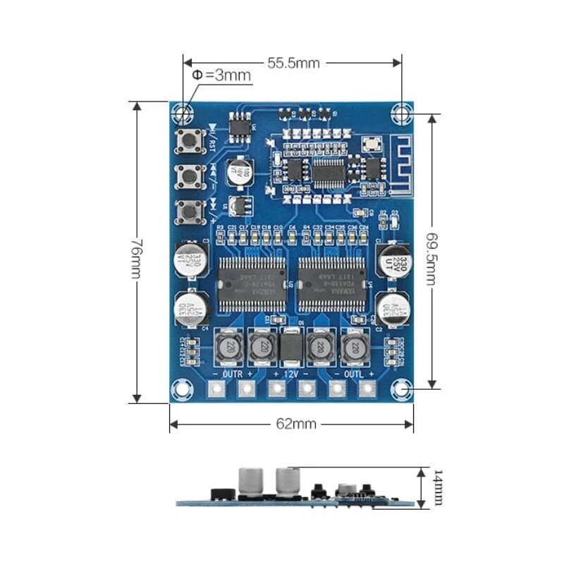 HIFI Bluetooth 5.0 Yamaha Digital Power Amplifier Board YDA138-E Stereo 20WX2 - Image 3 of 4