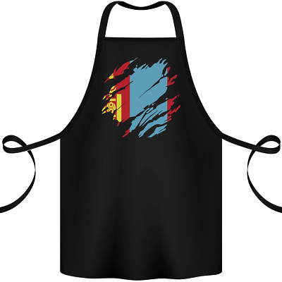 Torn Mongolia Flag Mongolian Day Football Cotton Apron 100% Organic