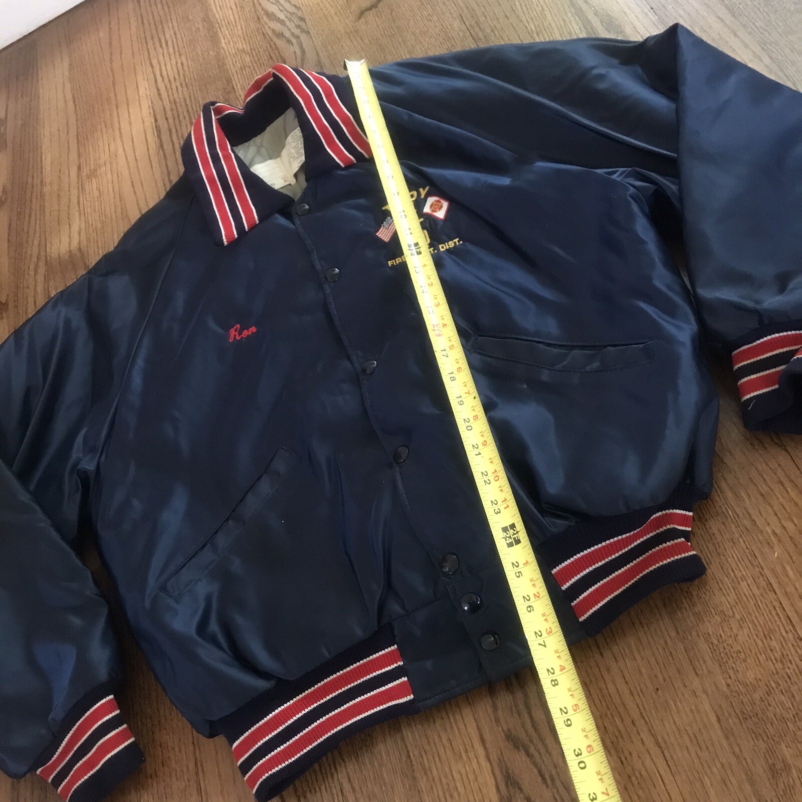 Vintage Fire Department Bomber Jacket Size XL Made In USA Troy Ron eBay