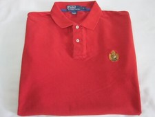 VTG 90s Polo Ralph Lauren Embroidered Crest S/S Golf Shirt Red  Size: L EUC
